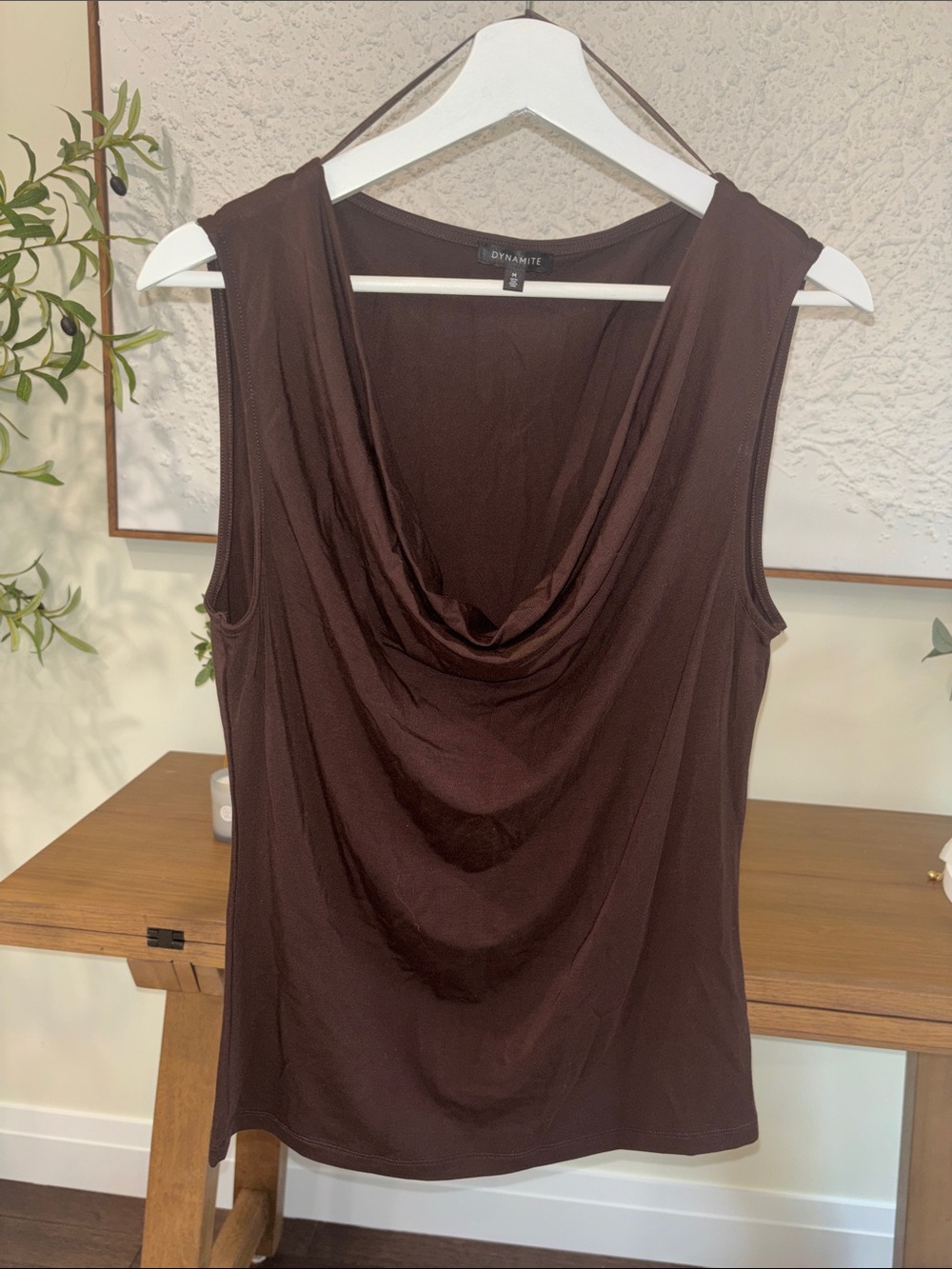 Dynamite Brown Sleeveless Cowl Neck Camisole